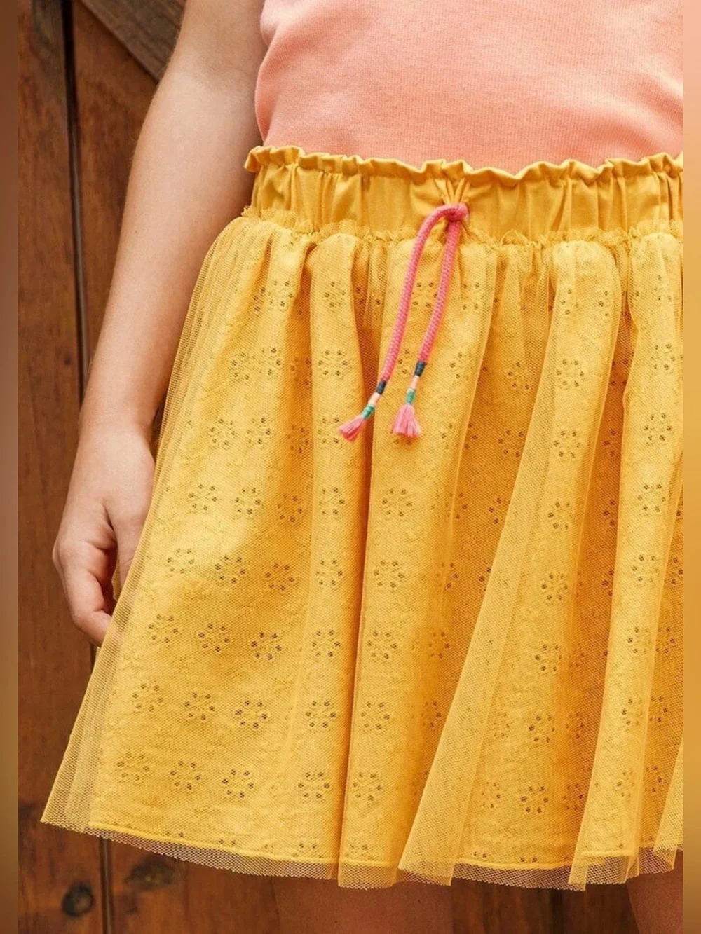 Matilda Jane Wonderment After School Yellow Eyelet Lace Tulle Ruffle Tutu Skirt